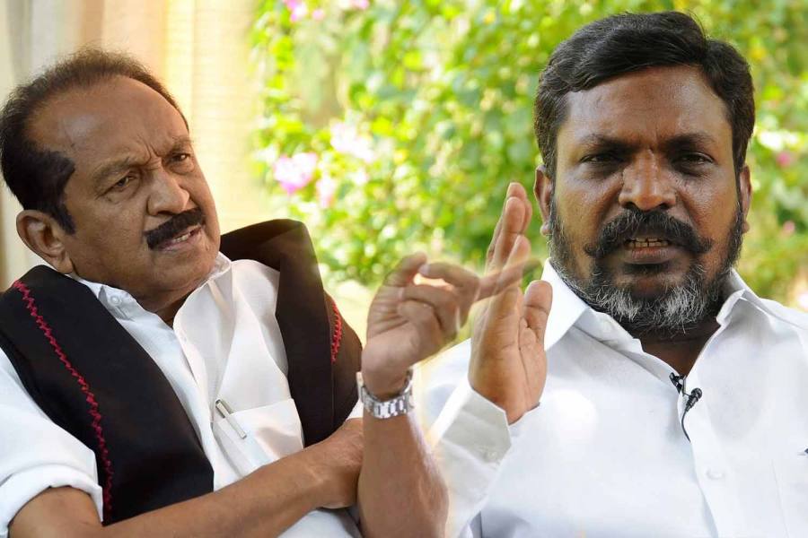 கி.வீரமணி பொதுக்கூட்டத்தில் தாக்கப்படத்திற்கு வைகோ, திருமாவளவன் கண்டனம்